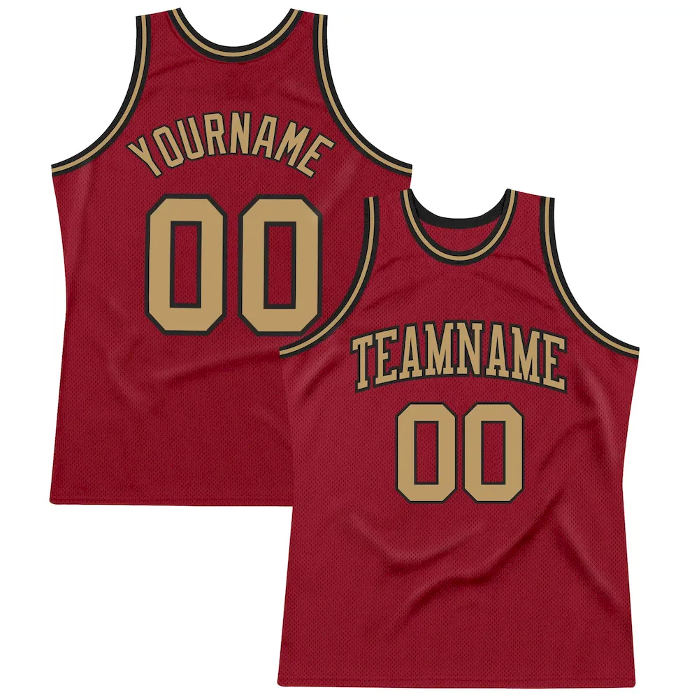 Maroon0073.webp Custom Maroon Old Gold-Black Authentic Throwback Basketball Jersey - Image 1