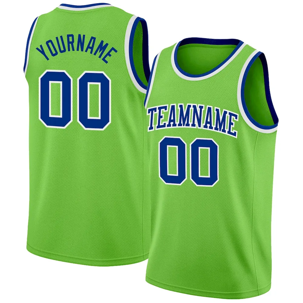 NeonGreen0072.webp Custom Neon Green Royal-White Authentic Basketball Jersey - Image 1