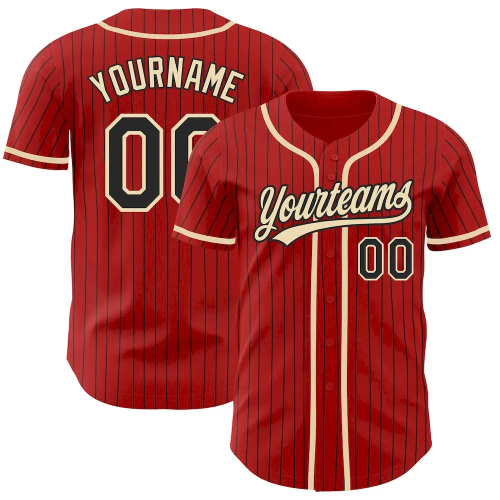 Red0601.webp Custom Red Black Pinstripe City Cream Authentic Baseball Jersey - Image 1