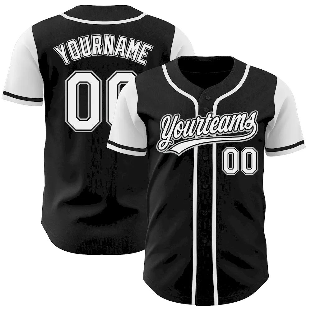 TwoTone0160.webp Custom Black White-Gray Authentic Two Tone Baseball Jersey - Image 1