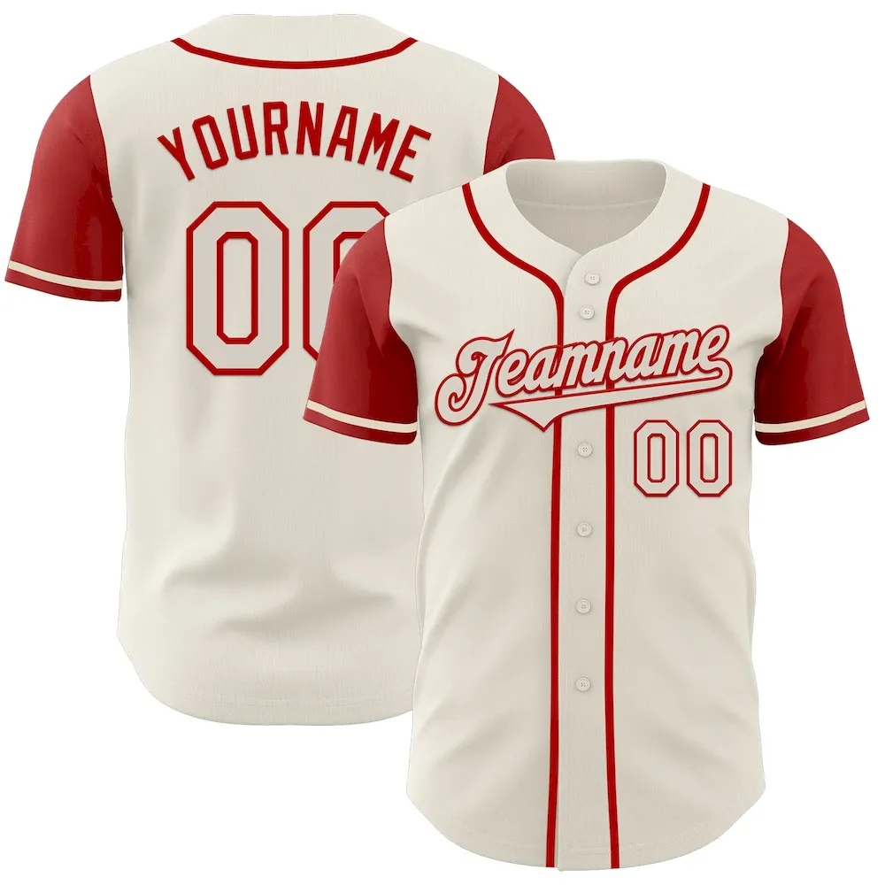 TwoTone0598.webp Custom Cream Red Authentic Two Tone Baseball Jersey - Image 1